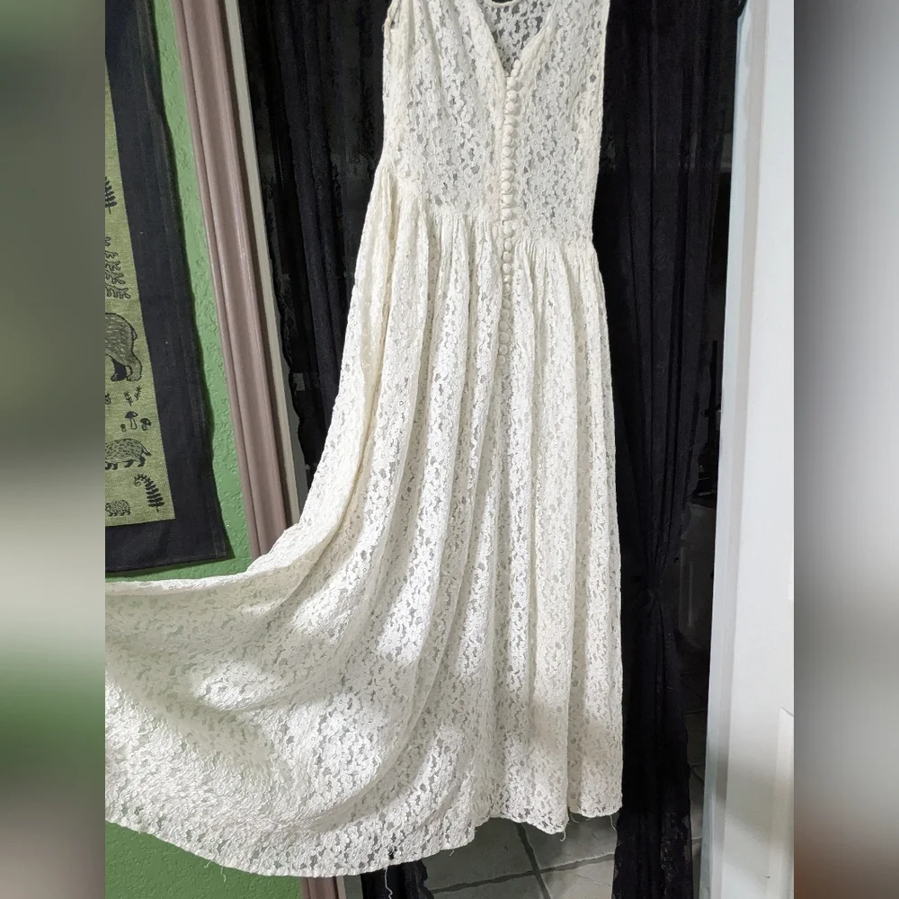 Vintage 80s 90s White Lace Dress - Picture 5 of 8